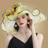 La boutique du chapeau Jaune / M (56-58CM) chapeaux Fedora à grand bord en Organza