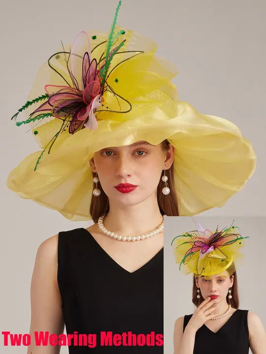 La boutique du chapeau Jaune / M 56 à 58cm Chapeau de cérémonie romantique