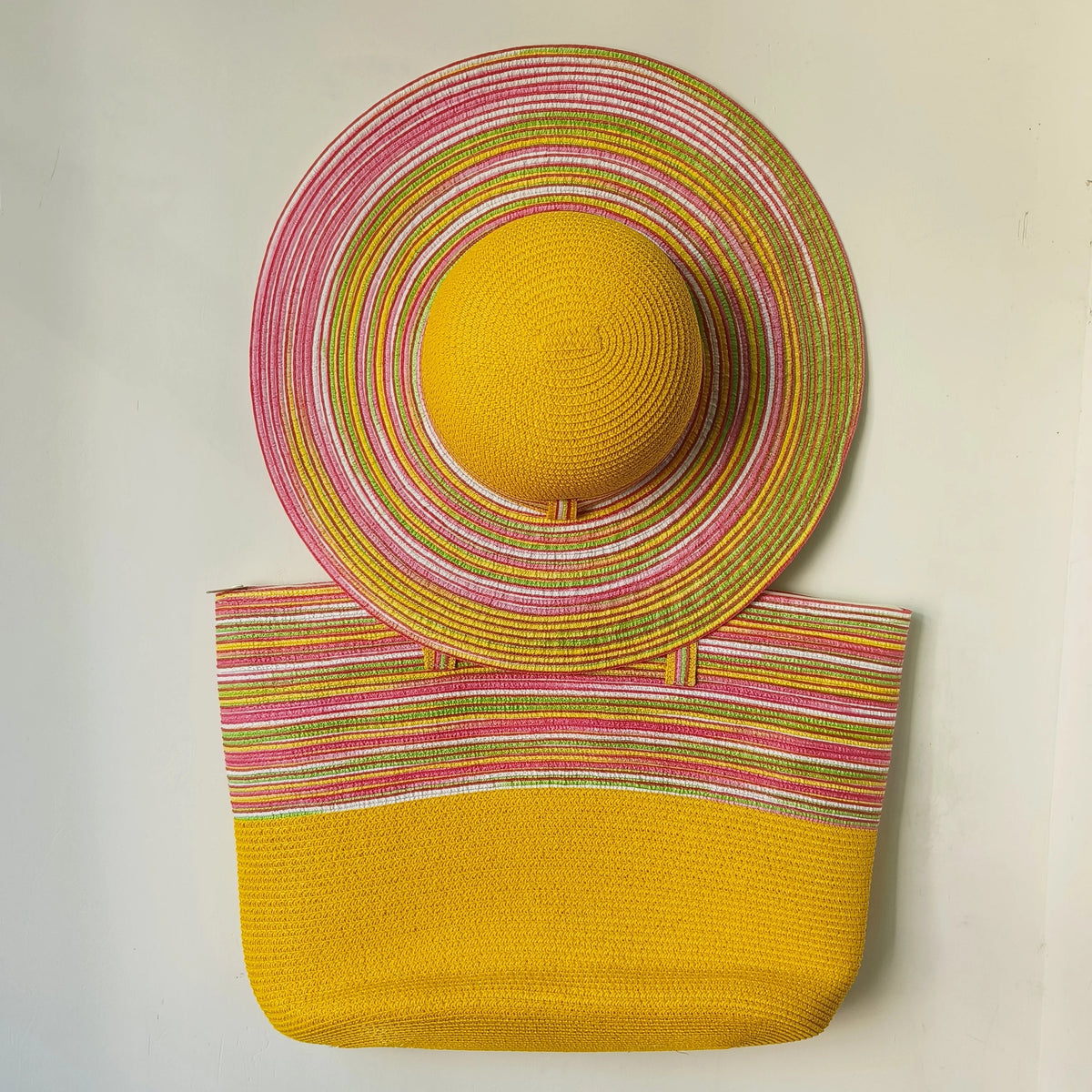La boutique du chapeau Jaune / M Chapeau de paille et sac de plage jaune