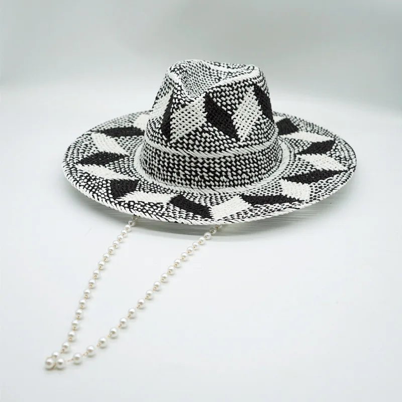La boutique du chapeau Jazz 1 Chapeaux de paille à motif gris-noir
