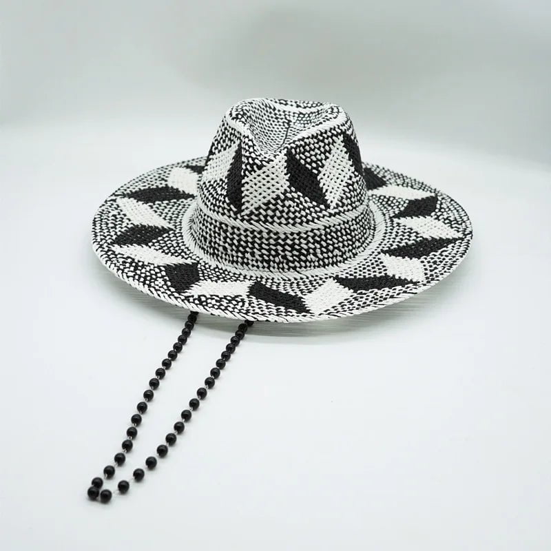 La boutique du chapeau Jazz 2 Chapeaux de paille à motif gris-noir