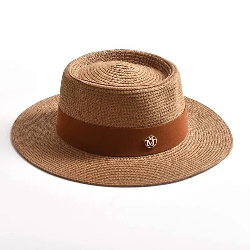 La boutique du chapeau Khaki / 55-58cm Chapeau de plage avec ruban