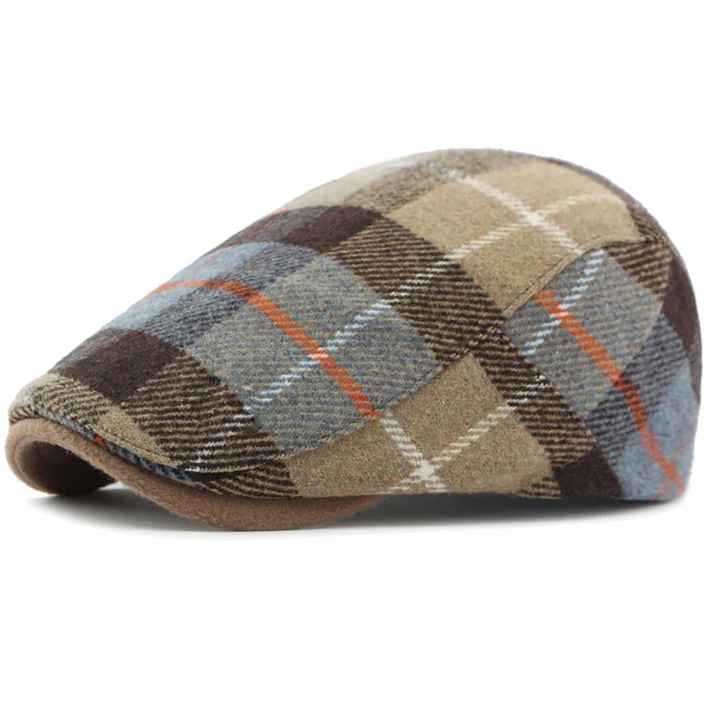 La boutique du chapeau Khaki / 55-60cm Adjustable Béret en laine à carreaux