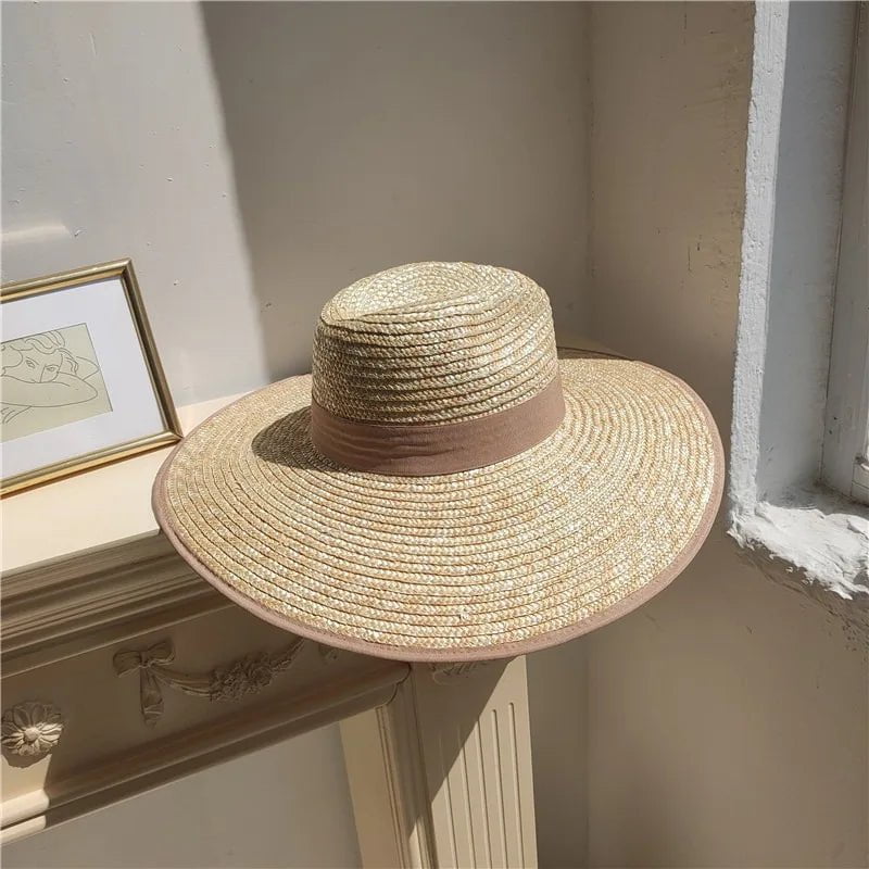 La boutique du chapeau Khaki / 56-58CM Chapeau de soleil en paille avec sangle