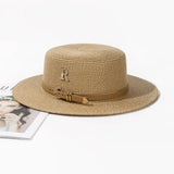 La boutique du chapeau Khaki Chapeau de paille avec ceinture