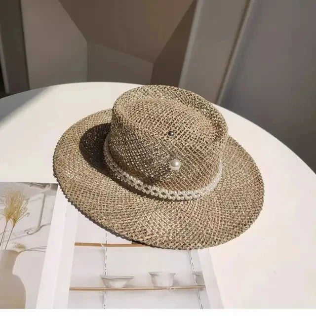 La boutique du chapeau Khaki / M 55-58cm Chapeau de paille plat