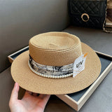 La boutique du chapeau Khaki / One Size Chapeau de paille à dessus plat