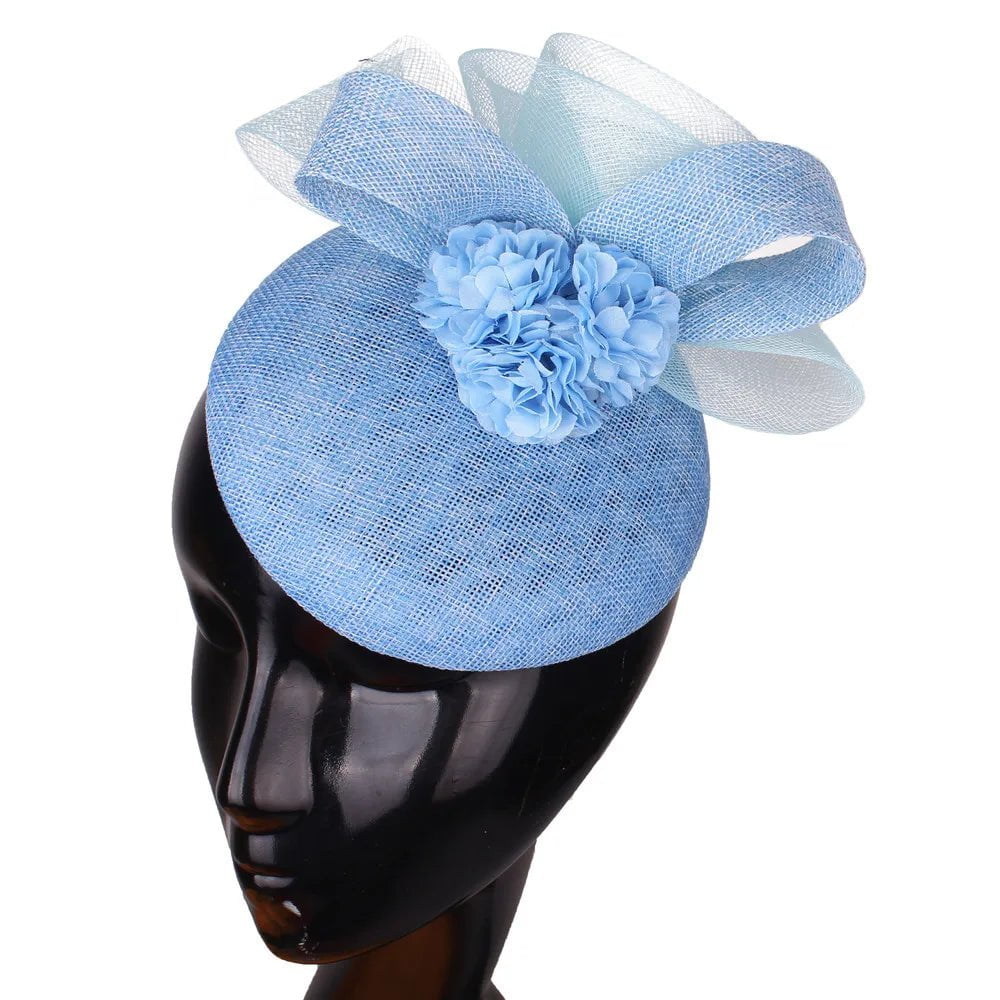 La boutique du chapeau Light  Blue Chapeau Fascinator Festif