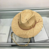 La boutique du chapeau M 57cm Chapeau en raphia pour femme avec chaîne