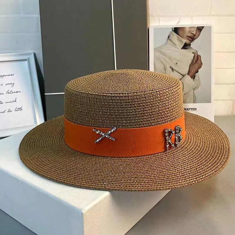 La boutique du chapeau Marron/orange / 55-58CM Chapeau de paille français
