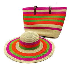 La boutique du chapeau Multi couleur / 55-58cm Ensemble chapeau et sac multi couleur