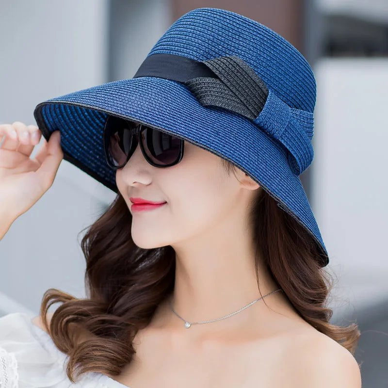 La boutique du chapeau Navy blue Chapeau en paille à visière