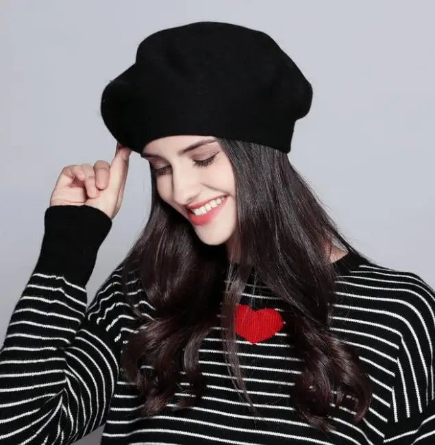 La boutique du chapeau Noir 2 / Ajustable (du 54 au 59) Béret Femme en Laine Automne