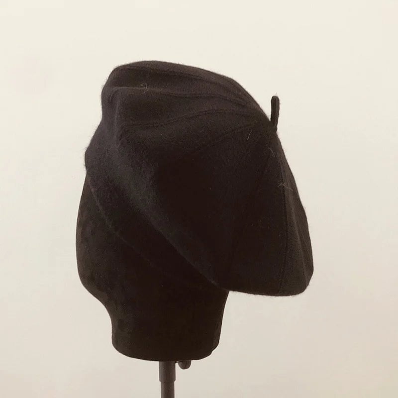 La boutique du chapeau Noir 4 / Ajustable (du 54 au 59) Béret Femme en Laine Automne