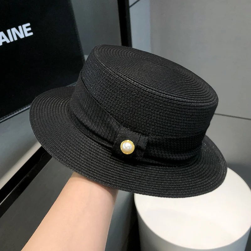 La boutique du chapeau Noir / 55-59cm Chapeau d'été en paille