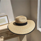 La boutique du chapeau Noir / 56-58CM Chapeau de soleil en paille avec sangle