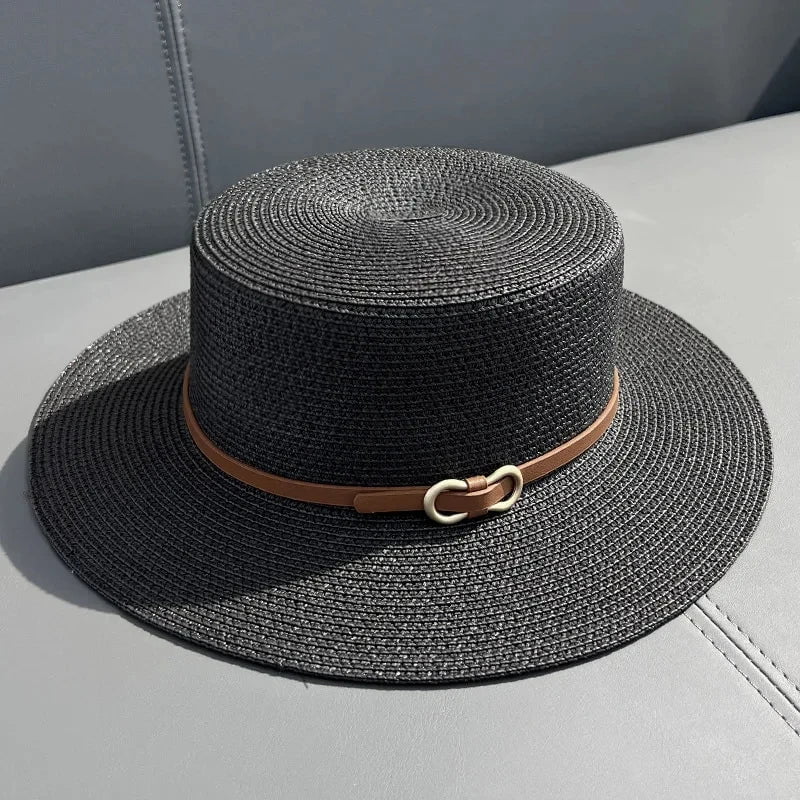 La boutique du chapeau Noir / 57-58 Chapeau de plage en paille simple