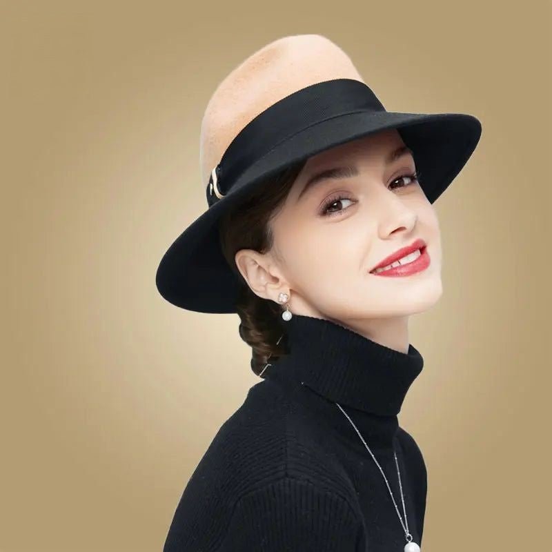 La boutique du chapeau Noir/beige / M (56-58cm) Chapeau fedora femme