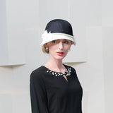 La boutique du chapeau Noir/blanc / 53 à 57cm Chapeau cloche rétro