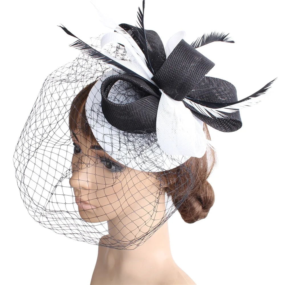 La boutique du chapeau Noir/blanc Chapeau Fascinator Élégant