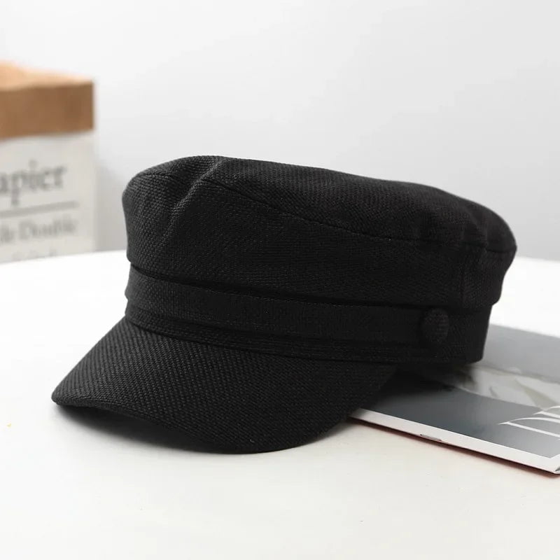 La boutique du chapeau Noir Casquette béret respirante en lin