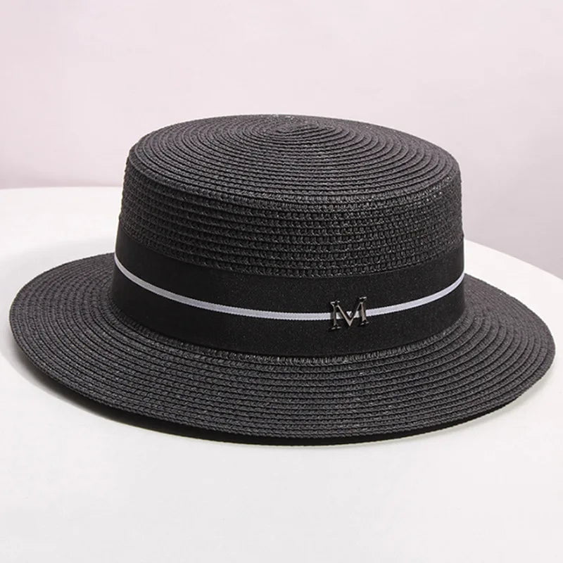 La boutique du chapeau Noir Chapeau de paille tissé