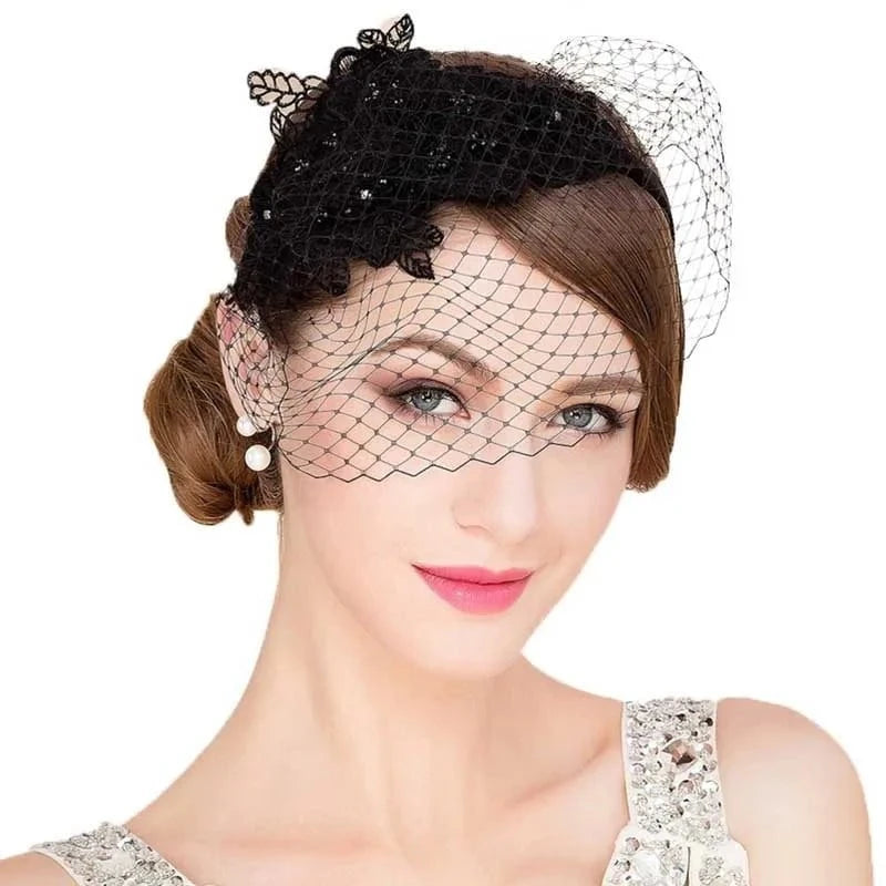 La boutique du chapeau Noir Chapeau Fascinator Dentelle