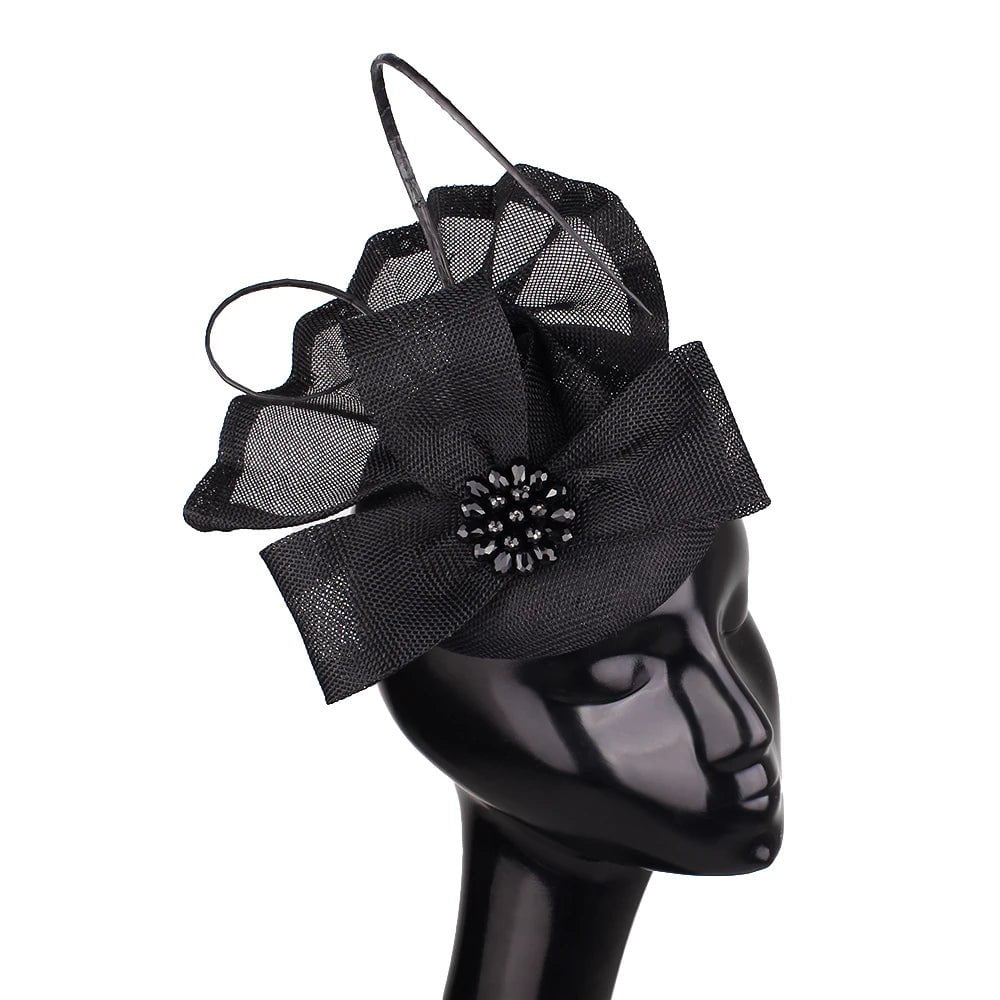 La boutique du chapeau Noir Chapeau Fascinator Perles