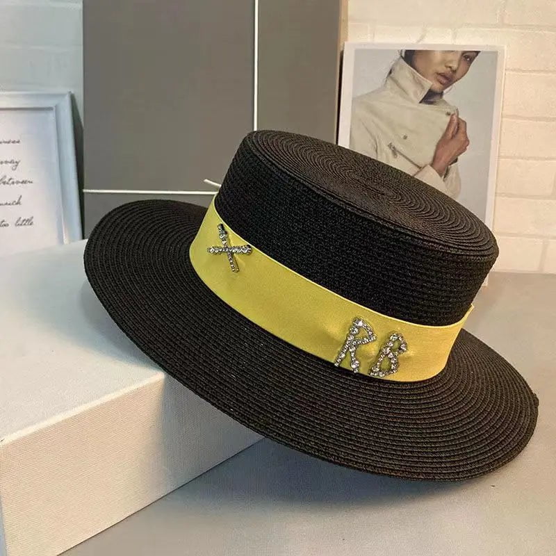 La boutique du chapeau Noir/jaune / 55-58CM Chapeau de paille français