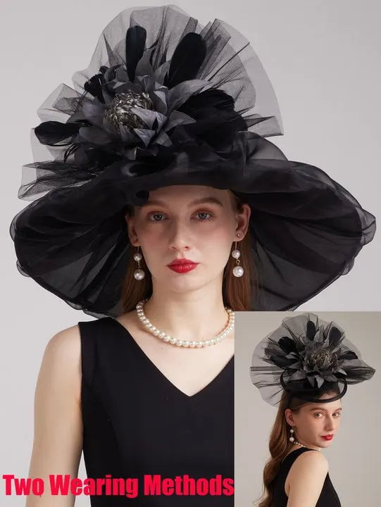 La boutique du chapeau Noir / M 56-58cm Chapeau de cérémonie féminin