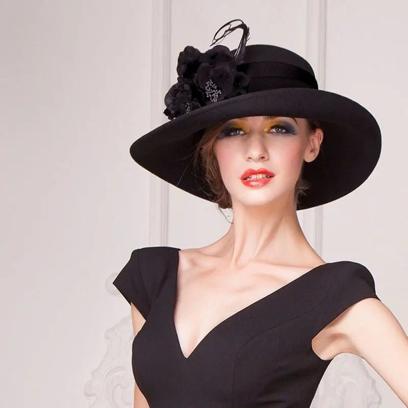 La boutique du chapeau Noir / M (56-58cm) Chapeau de cérémonie moderne