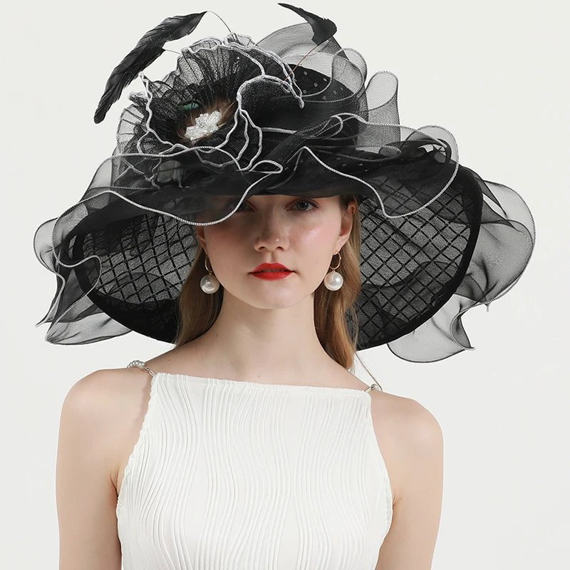 La boutique du chapeau Noir / M 56-58cm Chapeau de mariage élégant