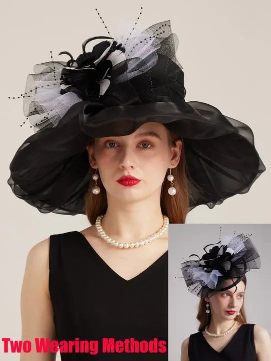 La boutique du chapeau Noir / M 56 à 58cm Chapeau de cérémonie charmant