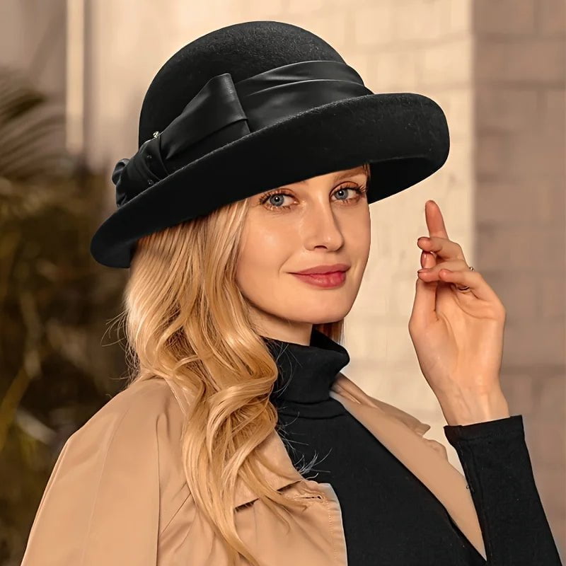 La boutique du chapeau Noir / Standard 56-58 cm Chapeau Fedora Décontracté pour Femme