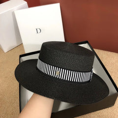 La boutique du chapeau Noir / Taille unique Chapeau de paille rayé britannique