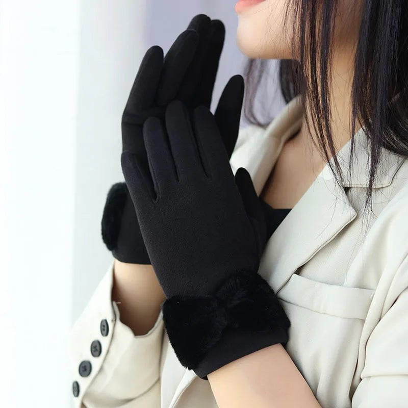 La boutique du chapeau Noir / Taille unique Gants d'hiver à nœud papillon