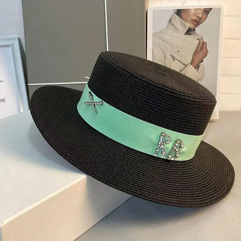 La boutique du chapeau Noir/vert / 55-58CM Chapeau de paille français