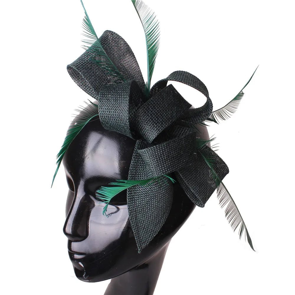 La boutique du chapeau Noir/vert Chapeau Bibi Plumes