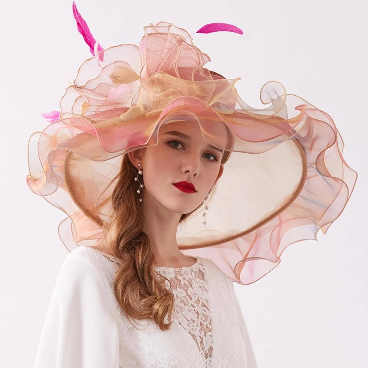 La boutique du chapeau Or / M(56-58cm) Chapeau de cérémonie sophistiqué