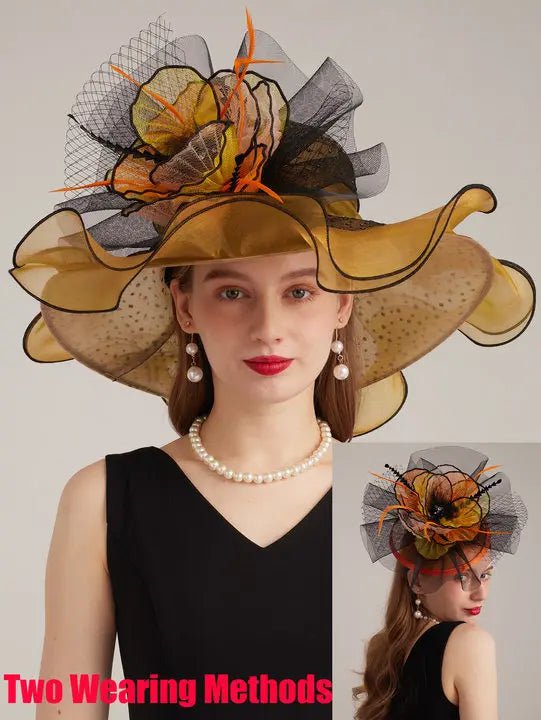 La boutique du chapeau Or / M 56 to 58cm Chapeau de cérémonie classique