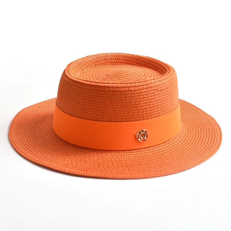 La boutique du chapeau Orange / 55-58cm Chapeau de plage avec ruban