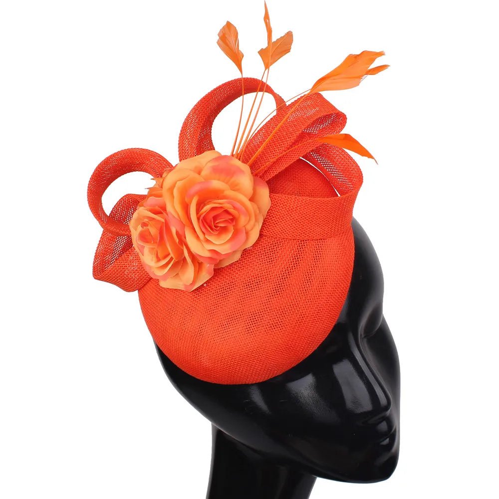 La boutique du chapeau Orange Chapeau Fascinator Brodé