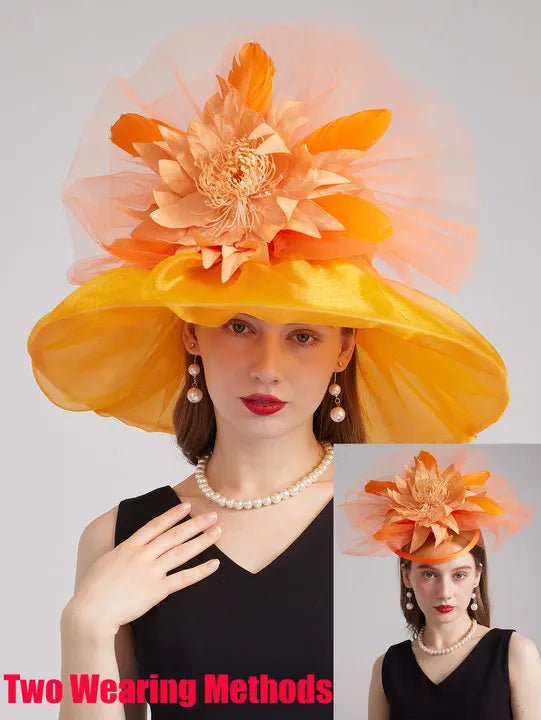 La boutique du chapeau Orange / M 56-58cm Chapeau de cérémonie féminin