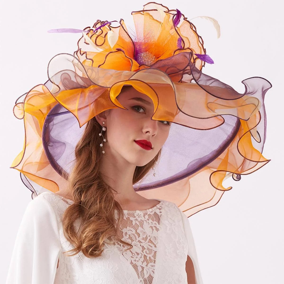 La boutique du chapeau Orange / M(56-58cm) Chapeau de cérémonie sophistiqué