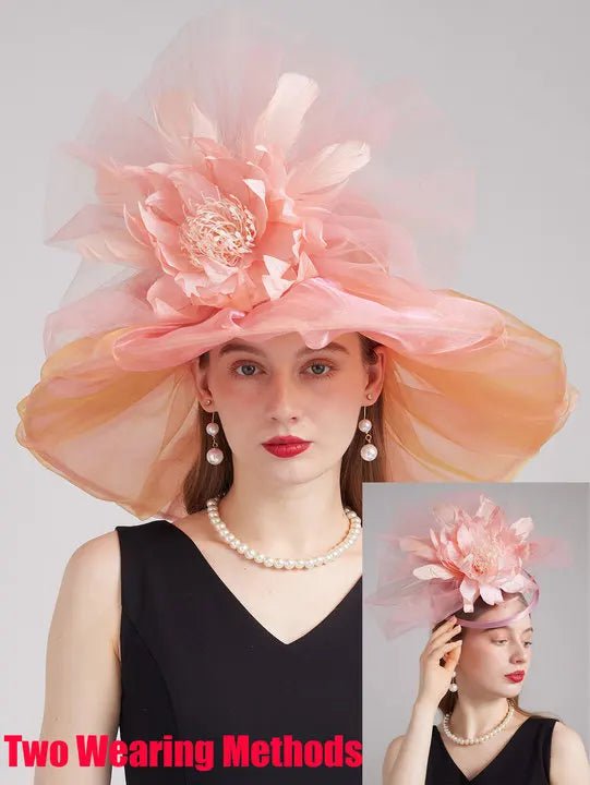 La boutique du chapeau Orange/rose / M 56-58cm Chapeau de cérémonie féminin