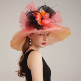 La boutique du chapeau Orange/rose / M 56 à 58cm Chapeau de cérémonie charmant