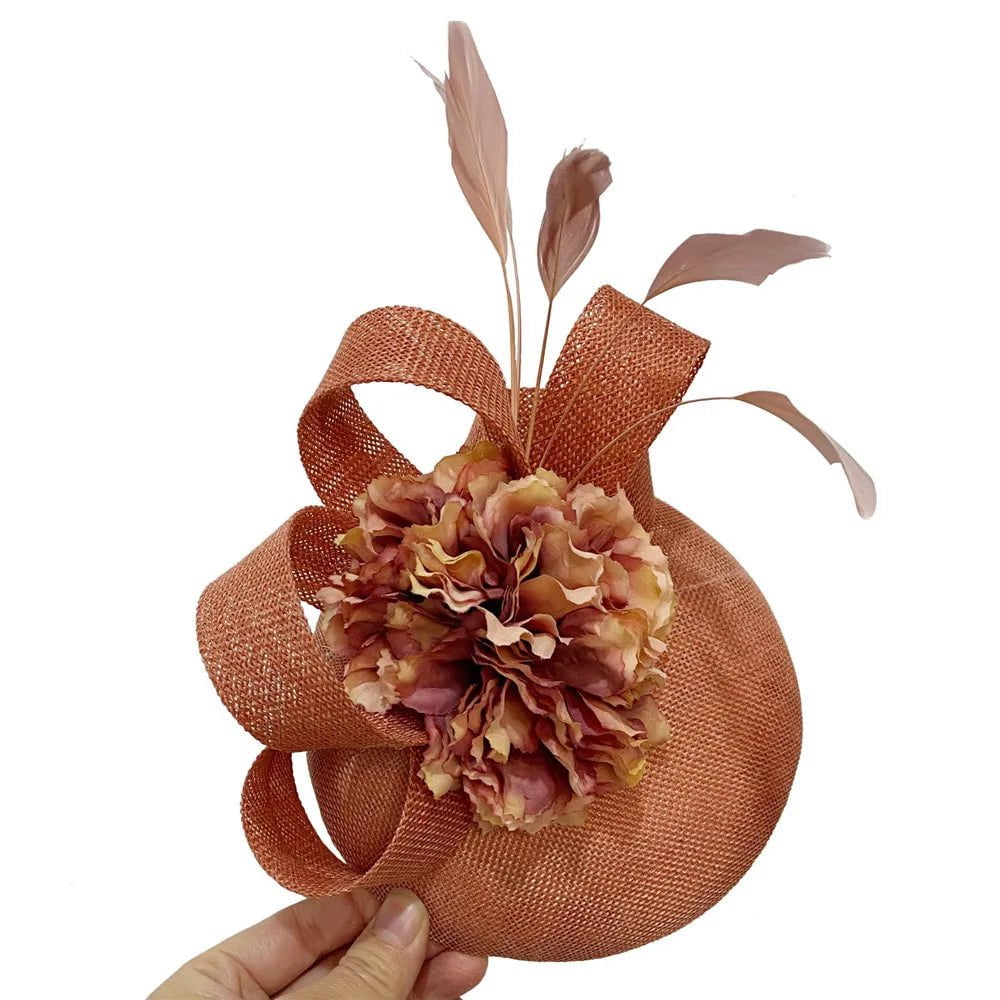 La boutique du chapeau Pêche Chapeau Fascinator Brodé