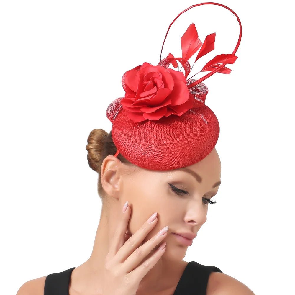 La boutique du chapeau Red Chapeau Fascinator Fleur