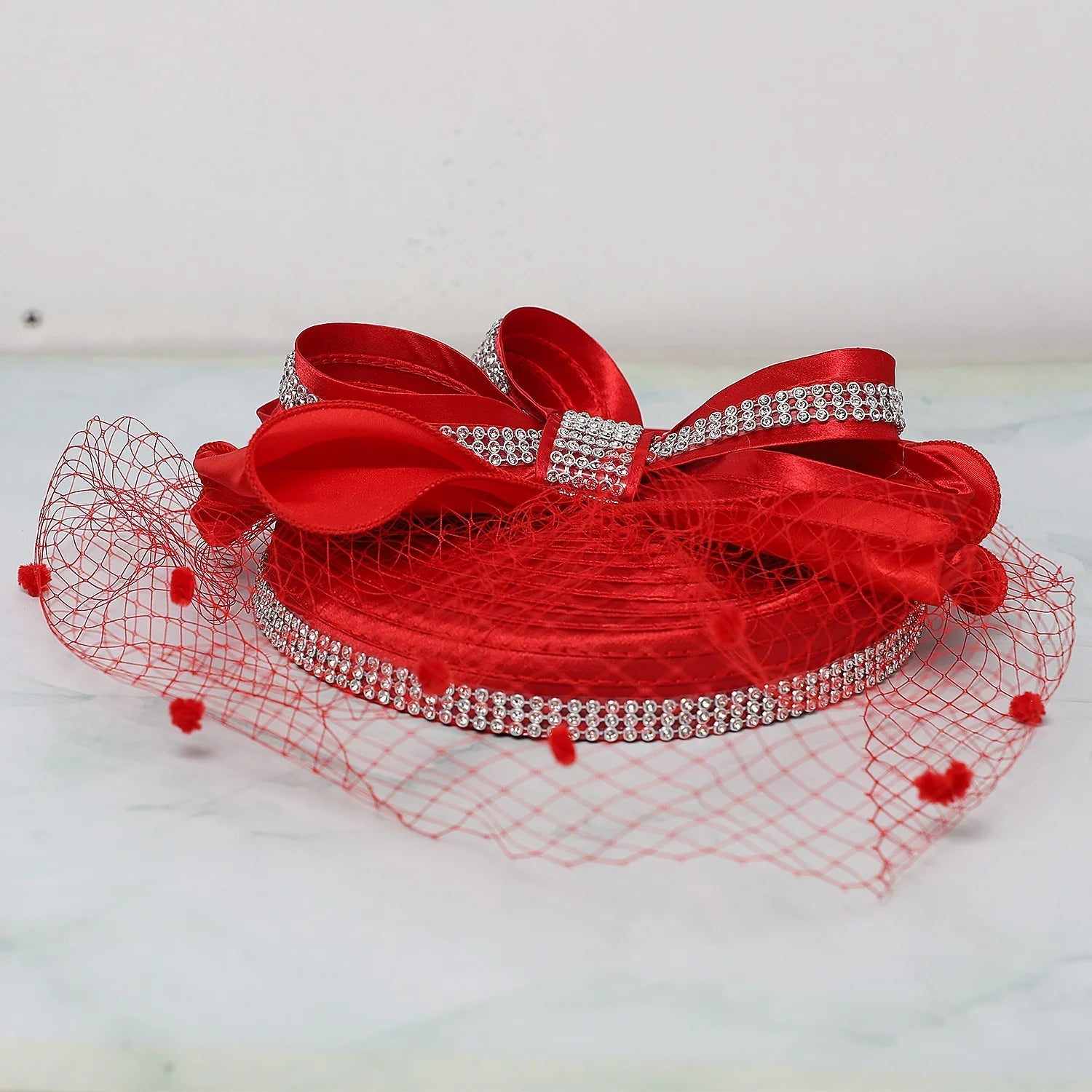 La boutique du chapeau Red / Free Size Chapeau Fascinator Voilette