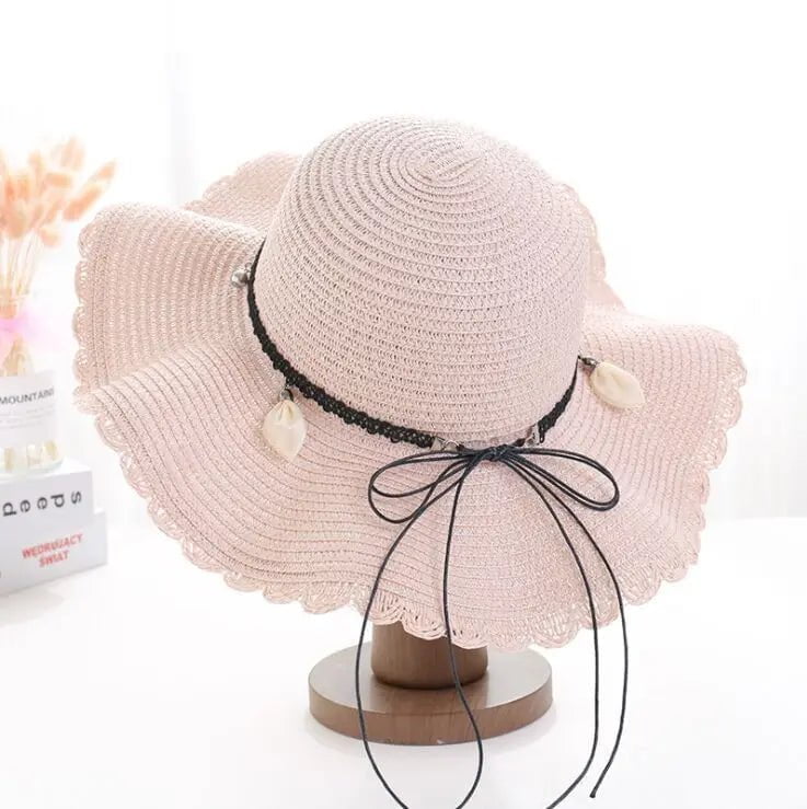 La boutique du chapeau Rose 1 / (56-58cm) Chapeau de paille ondulé